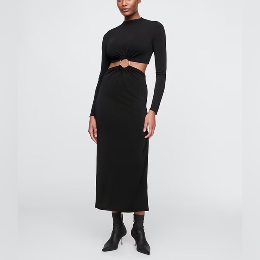 NWT Cult Gaia x Gap Black Long Sleeve Cut-Out Dress Sz XXS XS L XL